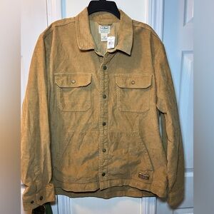 LLBean BeanBuilt Marsh Brown Corduroy Shirt Jac L Reg NWT